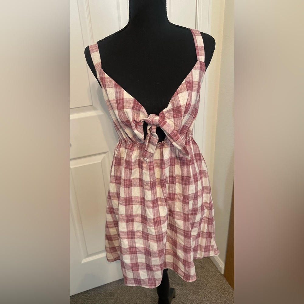 Plaid Cutout Sleeveless Dress